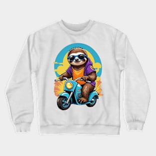 Motorbike Riding Sloth Crewneck Sweatshirt